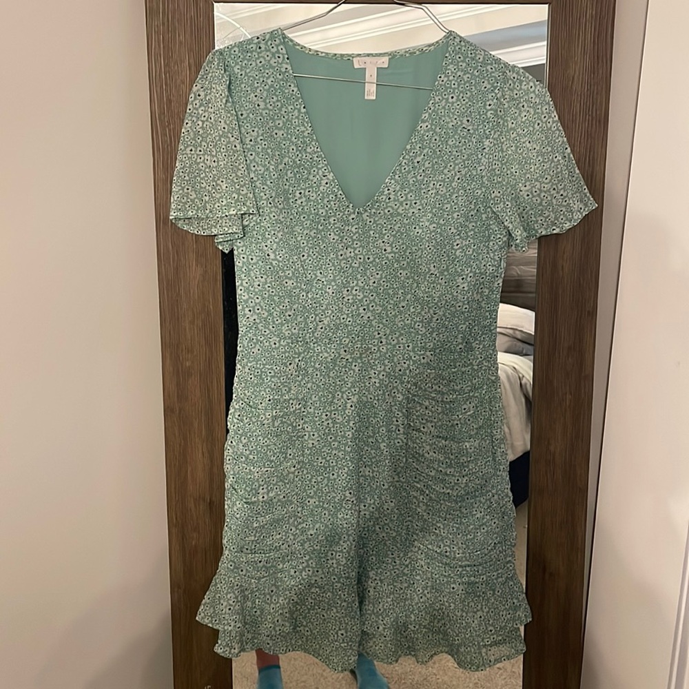 Green and white flower dress